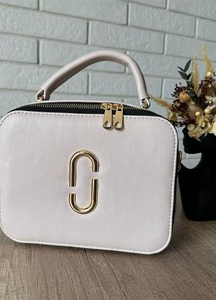 Стильная женская мини сумочка через плечо marc jacobs, каркасная сумка черная белая пудровый