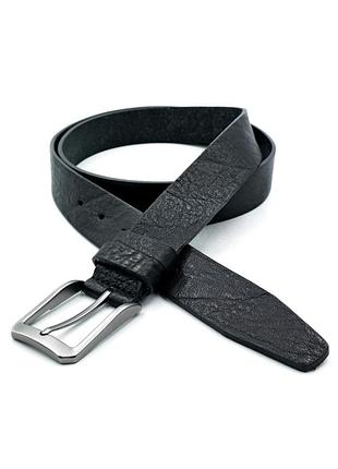 Шкіряний чоловічий ремінь weatro 3,3 х 105-125 см чорний 125