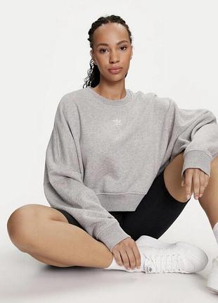 Оригінальний світшот adidas, хлопкова кофта adidas сіра, свитер серый оверсайз адидас
