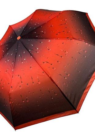 Женский зонт полуавтомат toprain на 8 спиц с принтом капель, красная ручка, 02056-1