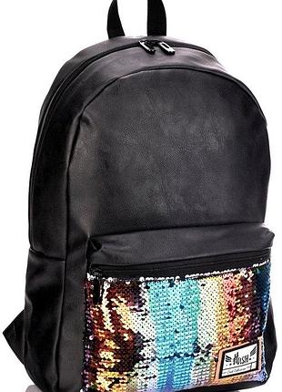 Молодежный рюкзак из искусственной кожи с пайетками 20l hash 2 черный