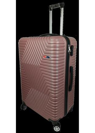 Большой пластиковый чемодан на колесах 115l gd polo пудровый
