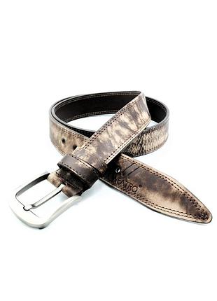 Мужской кожаный ремень коричневый 3,8 см х 110-120 см weatro 120 см