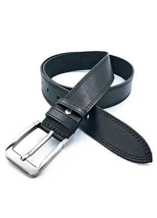 Шкіряний чоловічий ремінь weatro 3,8 х 105-120 см чорний 120 см