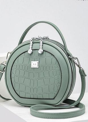 Сумка женская круглая prada маленькая, мини сумочка для девушки прада мятный