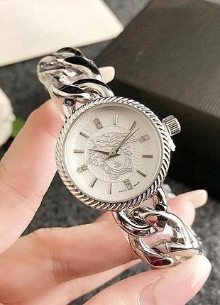 Женские наручные часы металлические стиль versace, часы браслет версачи золото серебро серебро