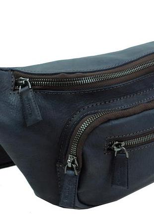 Кожаная сумка на пояс mykhail ikhtyar, украина синяя