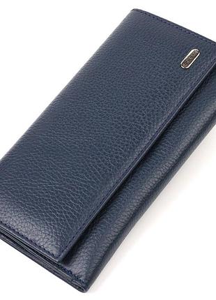 Надійний портмоне унісекс із натуральної шкіри флотар canpellini 21849 синє