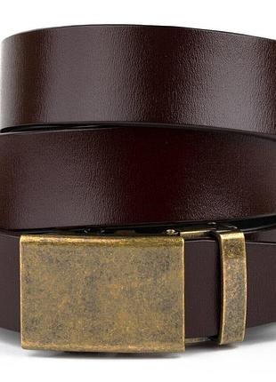 Ремень мужской с латунной пряжкой автомат vintage 20264 коричневый