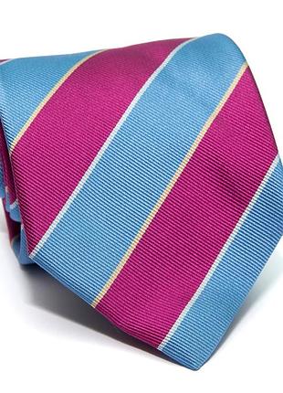 Голубой галстук rosso fiorwntino в малиновую полоску zn-1890