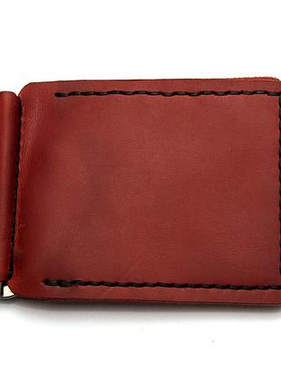 Красный кожаный зажым для денег с черной нитью gofin skg-10016