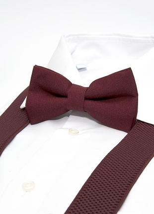 Набір бордовий однотонний gofin підтяжки та метелик abp-12003