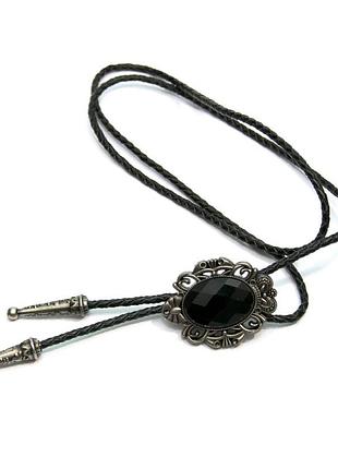 Краватка боло gofin з чорним каменем bolo-52074