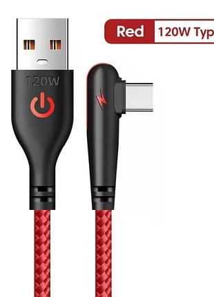 Кабель usb type-c для швидкого заряджання huawei mate (1 метр), 90 градусів, червоний