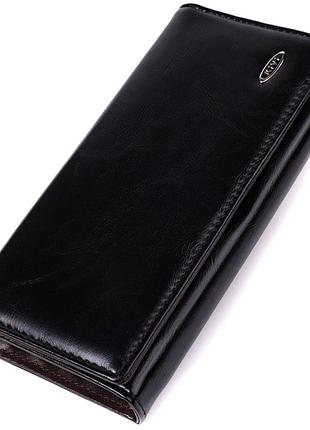 Горизонтальный женский кошелек из качественной экокожи kivi 19087 черный