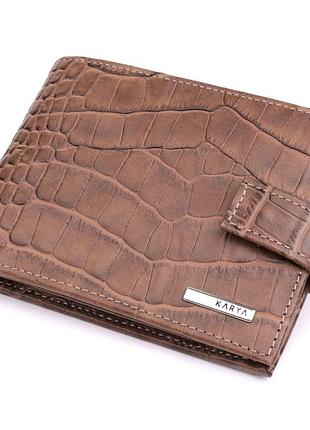 Вместительный мужской кошелек из натуральной кожи karya 22854 коричневый