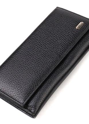 Унікальне портмоне унісекс з натуральної дрібнозернистої шкіри canpellini 21856 чорне