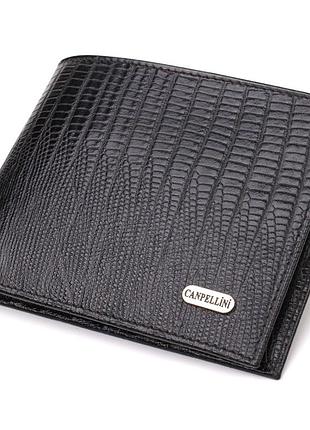 Практичное мужское портмоне из натуральной фактурной кожи canpellini 21868 черный