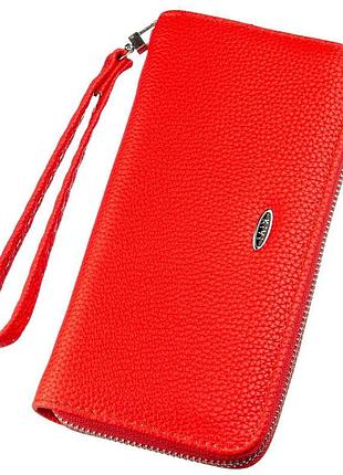 Гаманець жіночий на одну блискавку з екокожі флотар kivi 19018 яскраво-червоний