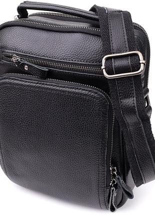 Деловая мужская сумка с ручкой для переноса в руке из натуральной кожи vintage 23034 черный