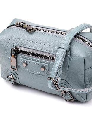 Жіноча сумка з натуральної шкіри із сучасним декором vintage 22925 блакитний