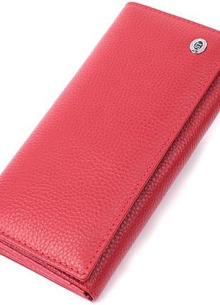 Яркий женский кошелек горизонтального формата из натуральной кожи st leather 22514 красный