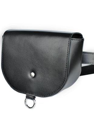 Женский кожаный ремень с навесной сумочкой "bicchieri" черный