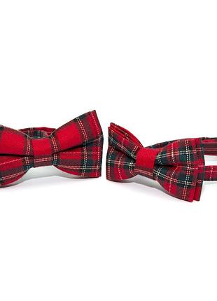 Набір 2 в 1 червоний в клітинку класичний метелик для батька та сина gofin bng-13019