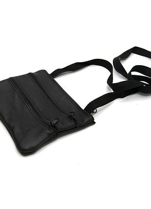 Сумка кожаная gofin черная на плечо 18,5х15,5 см smk-20034