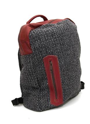 Тканевый серый рюкзак gofin с красными вставками smr-22049