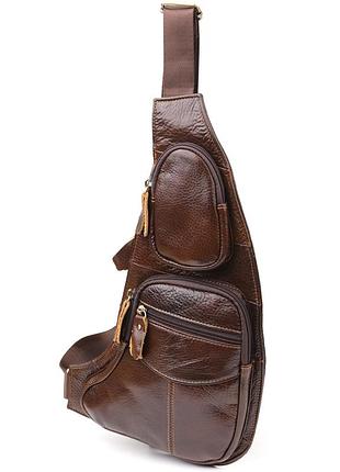 Сумка для чоловіків з великою кількістю кишень із натуральної шкіри vintage 22956 коричневий