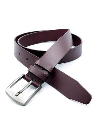 Шкіряний чоловічий ремінь weatro 3,3 х 105-120 см темно-червоний (бордо) wtro-ua-33k-0013 120