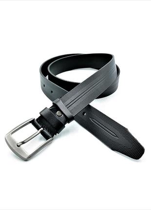 Мужской кожаный ремень weatro 3,3 х 105-125 см черный ua-33mkr-0015 115 см