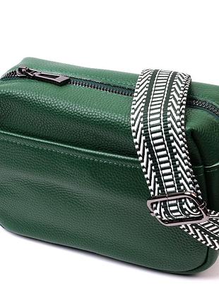 Сумка на одно отделение для стильных женщин из натуральной кожи vintage 22603 зеленая