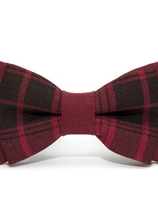 Детская бордово черная галстук бабочка gofin в клетку dgb-2631