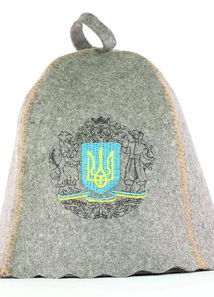 Банна шапка luxyart "герб україни", натуральна повсть, сірий (la-922)