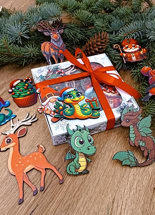 Подарочный набор деревянных эко-игрушек на елку luxyart 10 шт (dn-745)