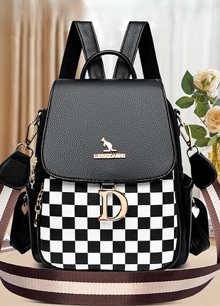 Женский городской рюкзак кенгуру в клетку прогулочный, сумка рюкзак для девушек