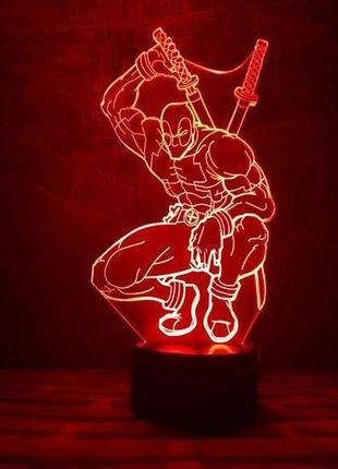 Нічник-світильник 3d "дедпул" 27х13 см 3dtoyslamp (2000002618881)