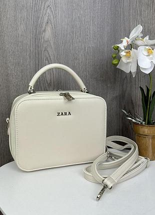 Женская каркасная мини сумочка на плечо в стиле zara молочный