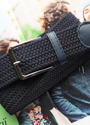 Мужской плетеный ремень-резинка в разных цветах синий