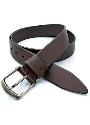 Шкіряний чоловічий ремінь weatro 3,3 х 110-125 см темно-коричневий