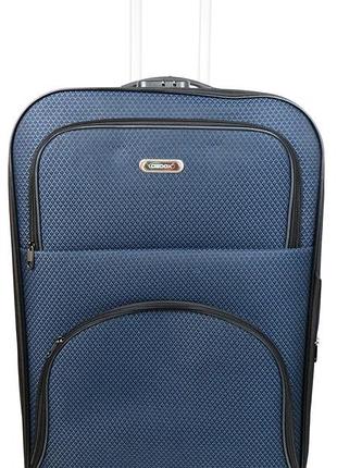 Тканинна велика валіза на колесах 100l gedox gd polo темно-синій картатий