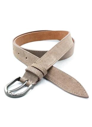 Жіночий замшевий шкіряний ремінь 2,8 х 100-120 см weatro темно-бежевий 110
