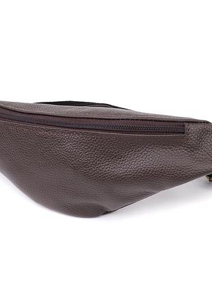 Модная сумка бананка для мужчин из зернистой натуральной кожи shvigel 23137 коричневый