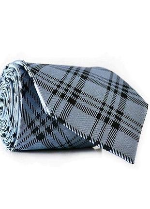 Галстук мужской серый с голубым оттенком в клетку emilio corali gin-2134