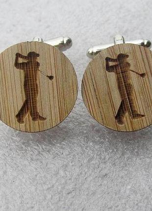 Деревянные запонки гольф dzp-0667