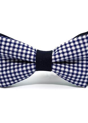 Краватка метелик gofin двошаровий синій в клітку ab-7215