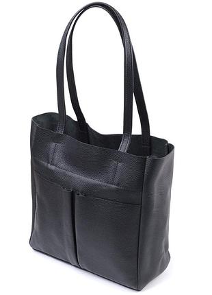 Удобная сумка-шоппер из натуральной кожи shvigel 22845 черная