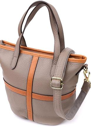 Вместительная сумка из натуральной кожи для женщин vintage 22998 серый